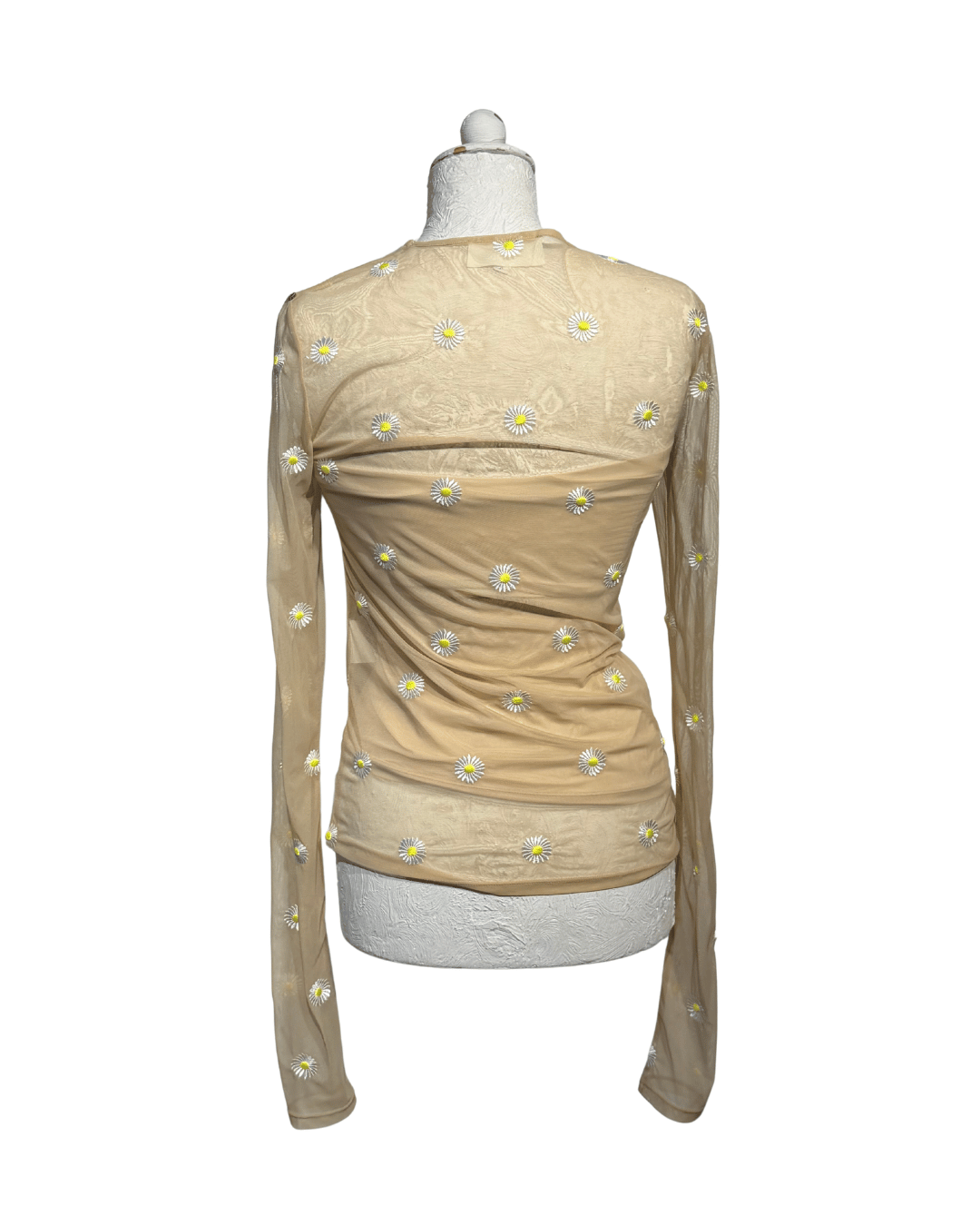 TOP IN TULLE CON RICAMI A MARGHERITA Tg M