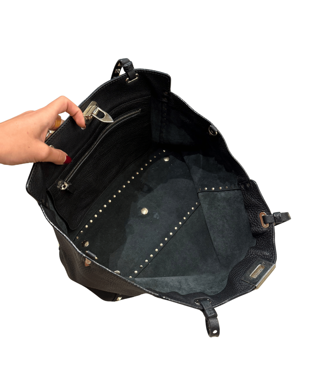 VALENTINO ROCKSTUD PELLE MARTELLATA NERA