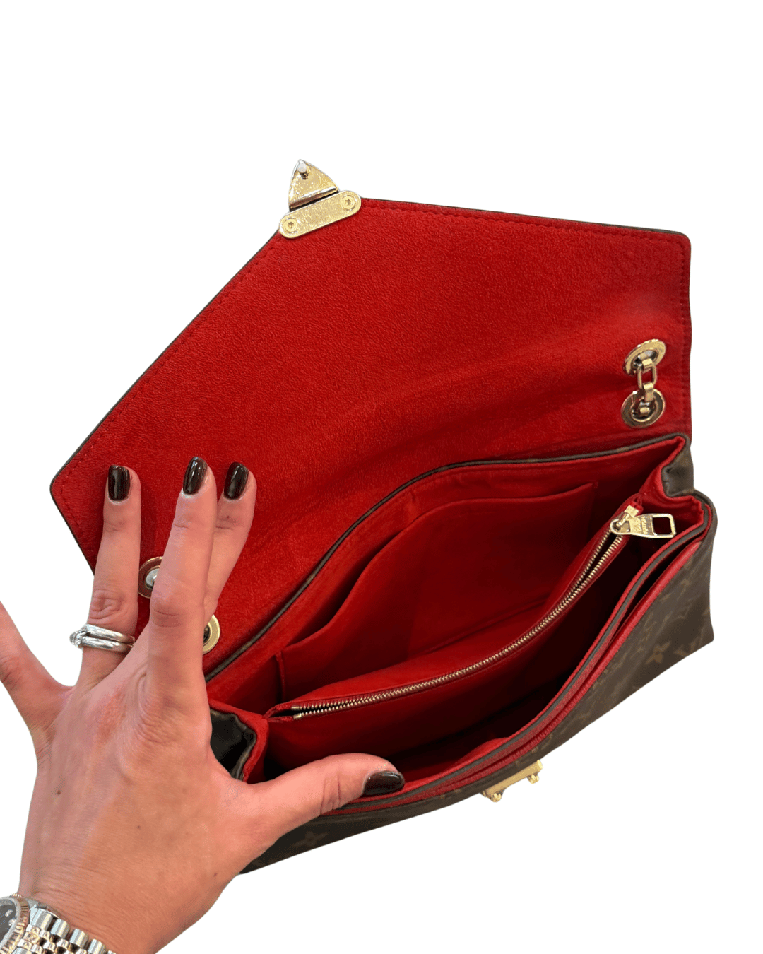 POCHETTE PALLAS CHAIN RIFINITURE ROSSE LOUIS VUITTON