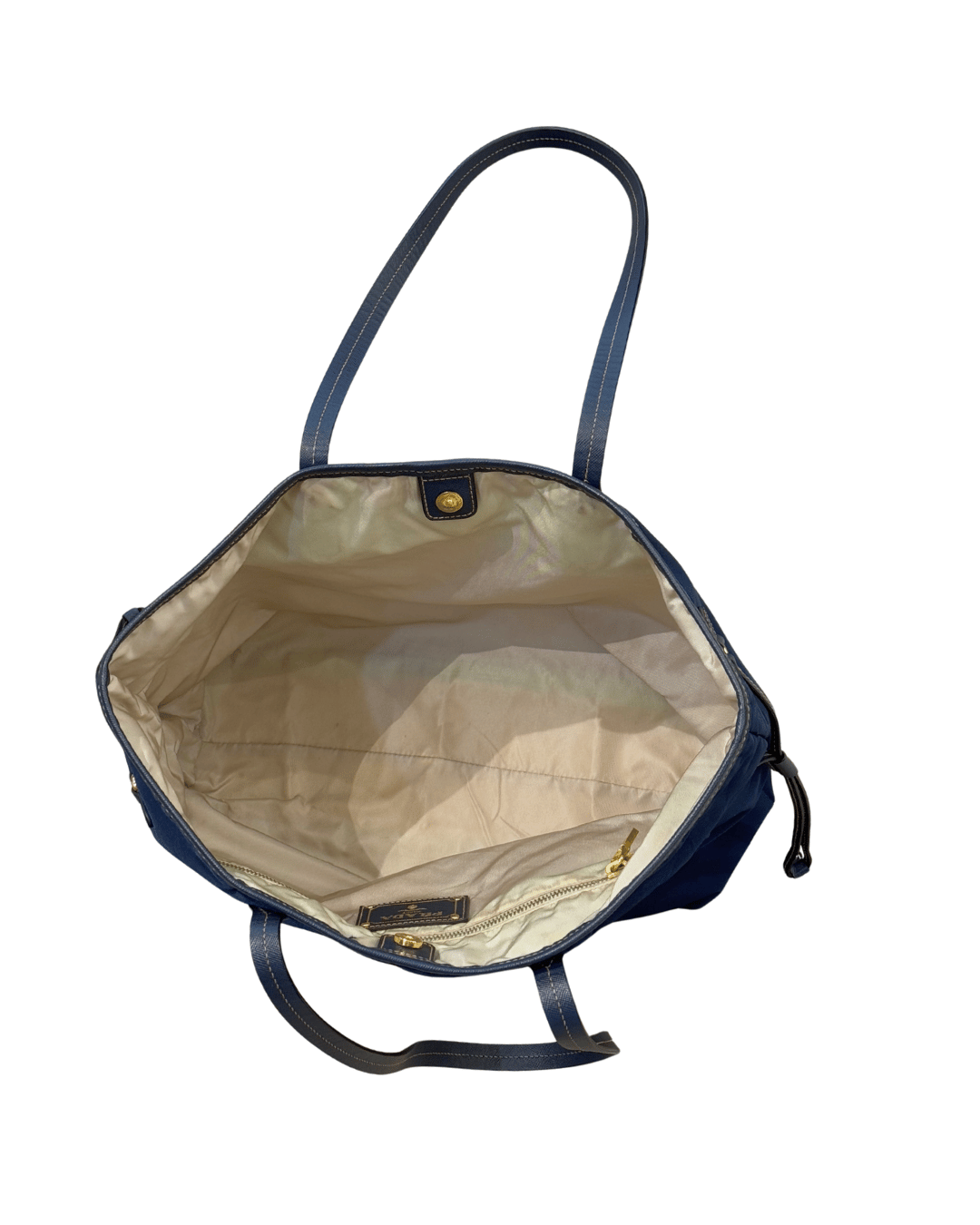 SHOPPER TESSUTO BLU PRADA PELLE SAFFIANO