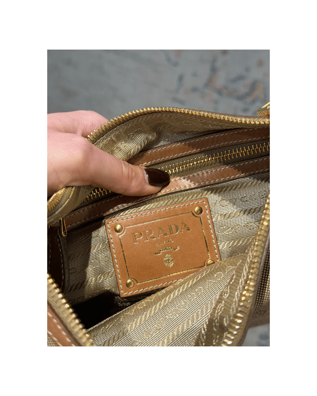 BORSA PRADA TRACOLLA TESSUTO BEIGE