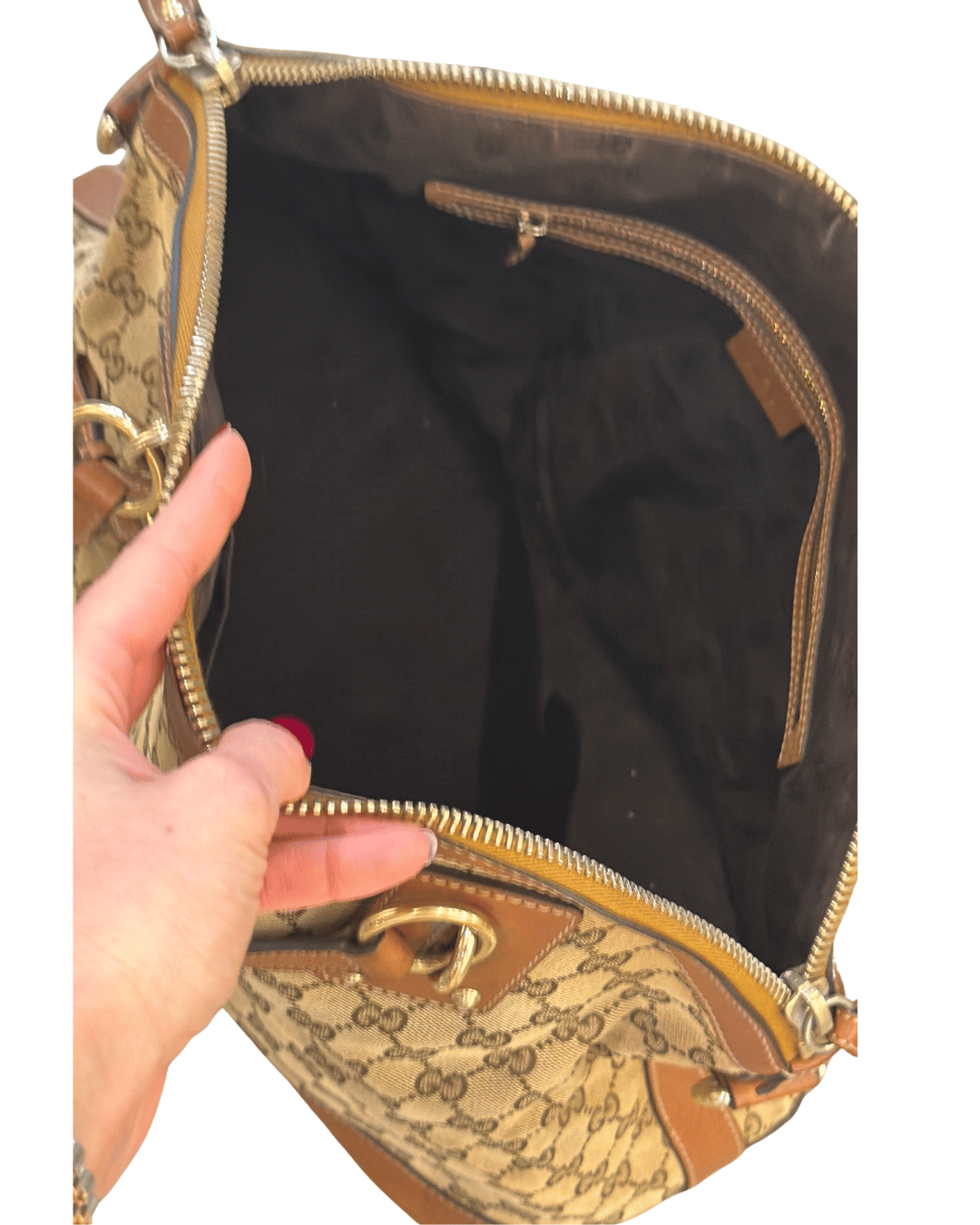 BORSA GUCCI GG SUPREME CON RIFINITURE CUOIO E TRACOLLA