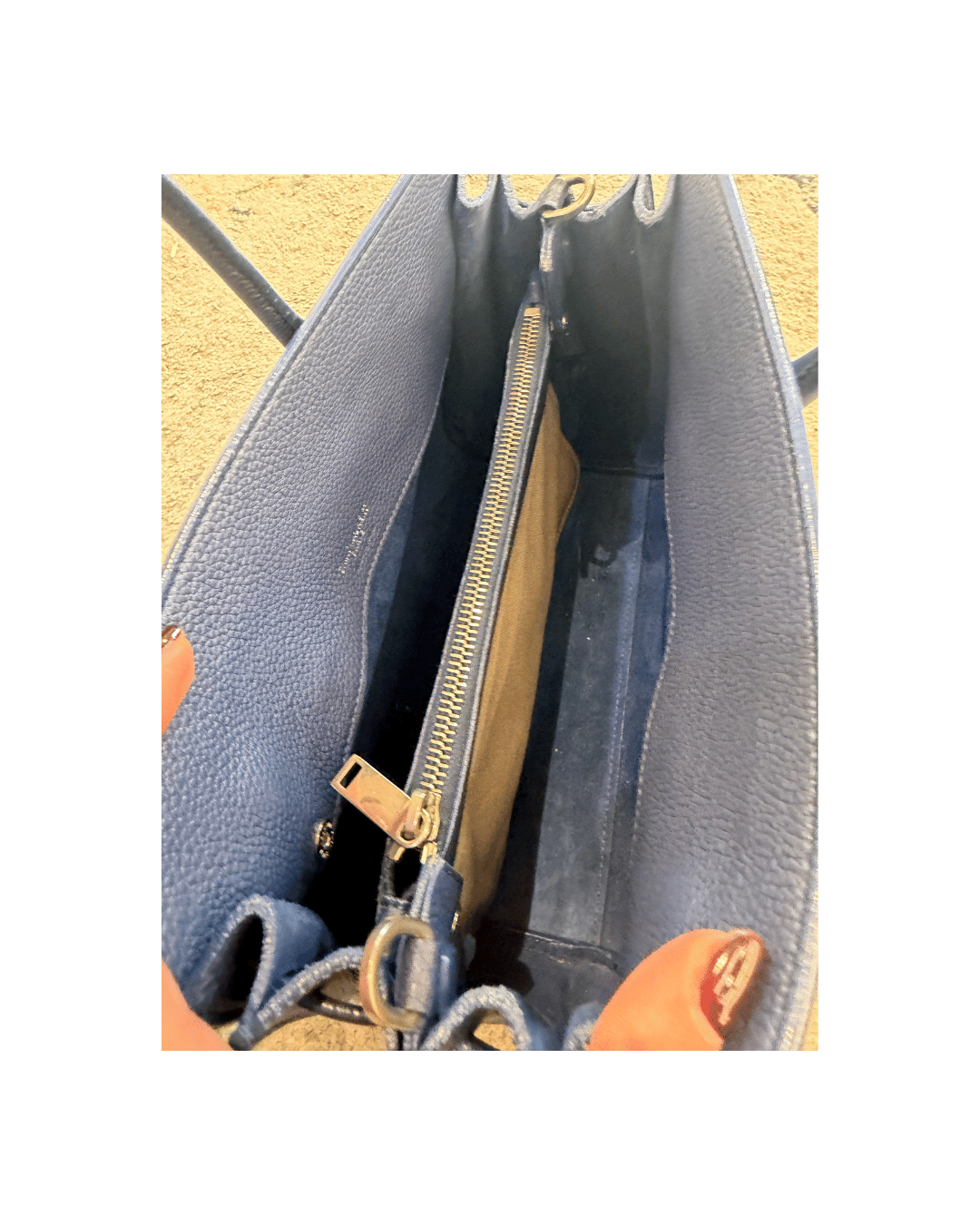 SAC DE JOUR SMALL YSL BLU PELLE MARTELLATA