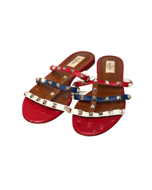 SANDALI FLAT ROCKSTUD IN PELLE MULTICOLOR Nr 40