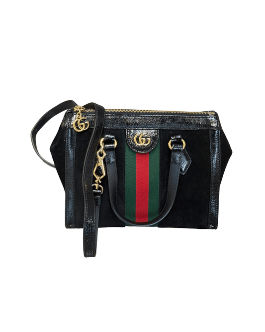 BAULETTO GUCCI OPHIDIA SUEDE NERA FASCIA WEB