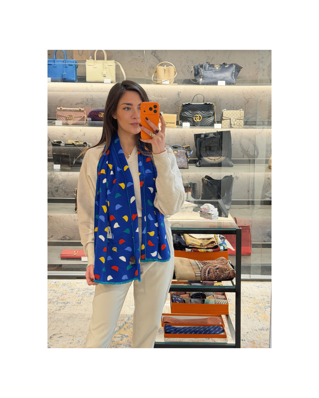 FOULARD VINTAGE YSL SETA BLU ELETTRICO