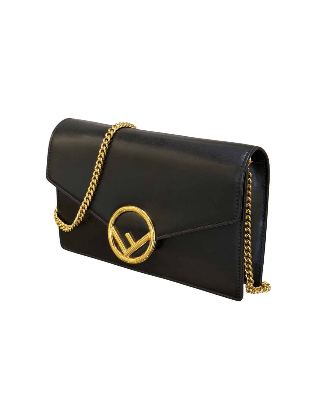 WOC FENDI PELLE LISCIA NERA HARDWARE DORATO