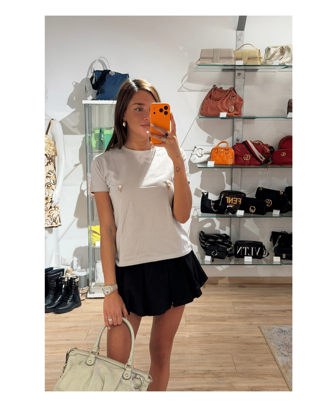 TSHIRT GRIGIO CHIARO ELISABETTA FRANCHI PIERCING TG 44