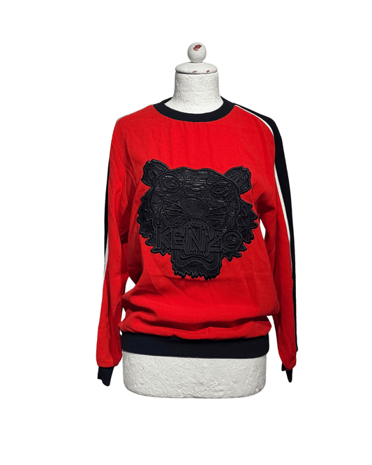 FELPA KENZO PARIS TIGER ROSSA MANICHE LUNGHE Tg XS