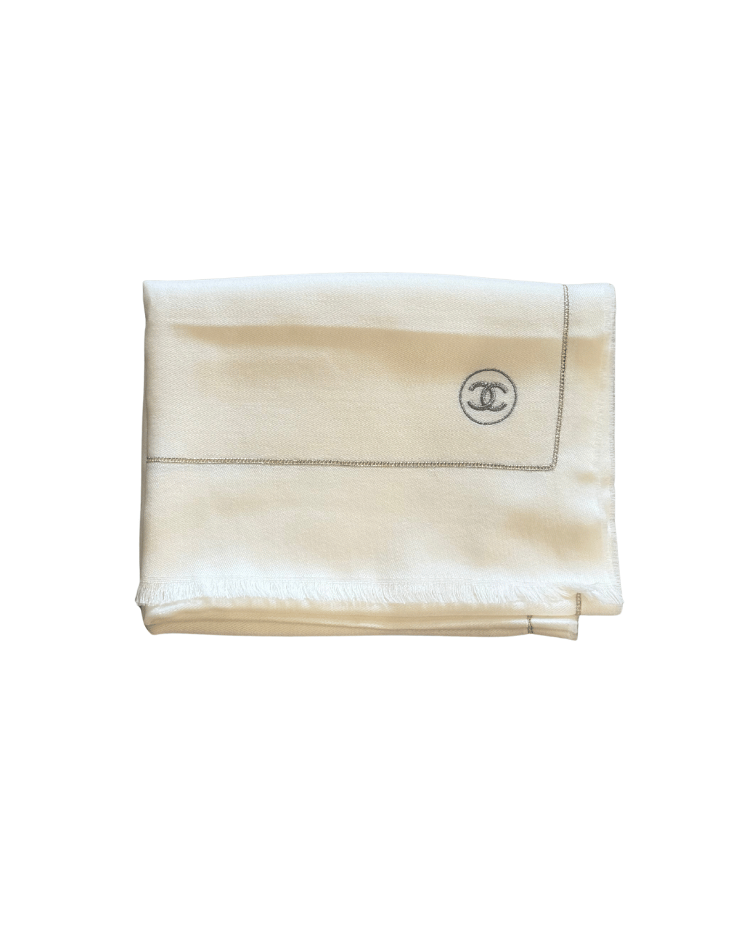 SCIARPA CHANEL  IN LANA AVORIO CC LOGO