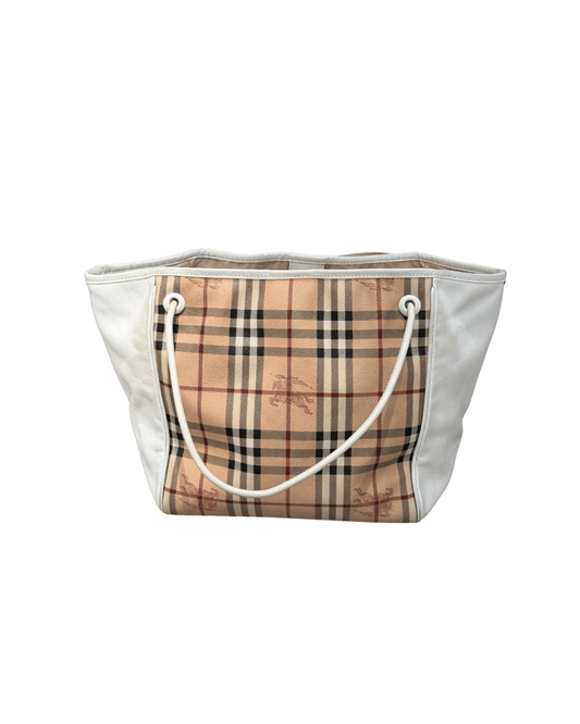 SHOPPER BURBERRY CON RIFINITURE PELLE BIANCA
