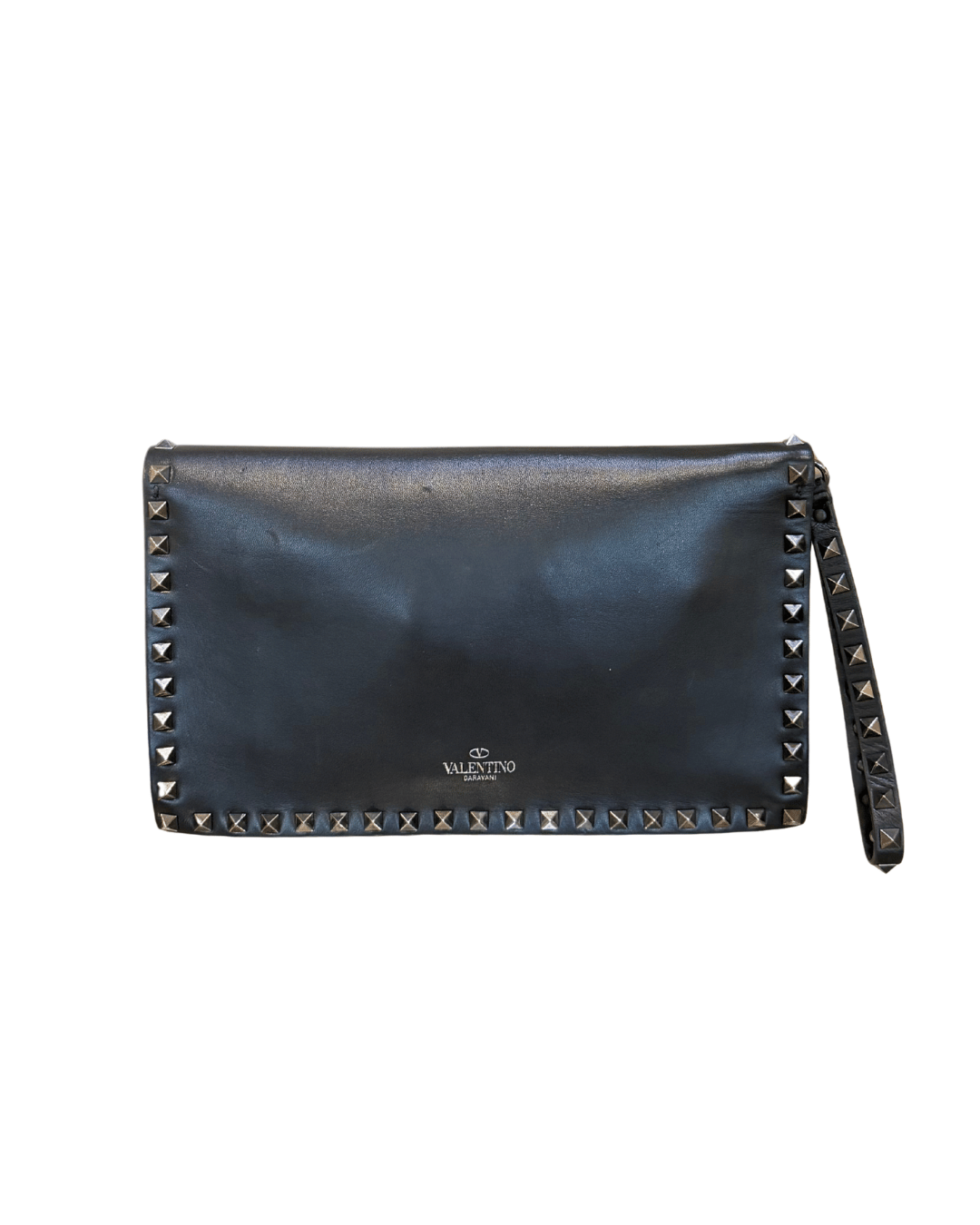 CLUTCH POCHETTE PELLE LISCIA NERA VALENTINO
