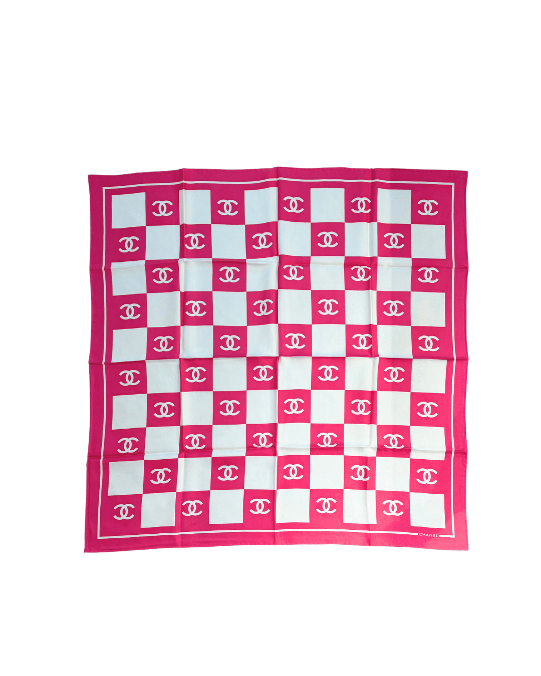 FOULARD CHANEL SCACCHI FUCSIA E BIANCO