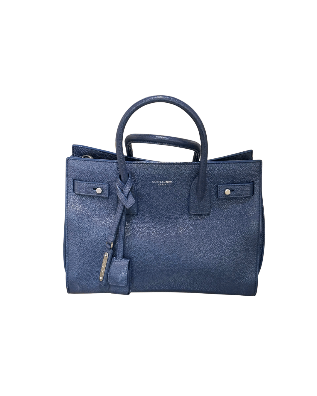 SAC DE JOUR SMALL YSL BLU PELLE MARTELLATA
