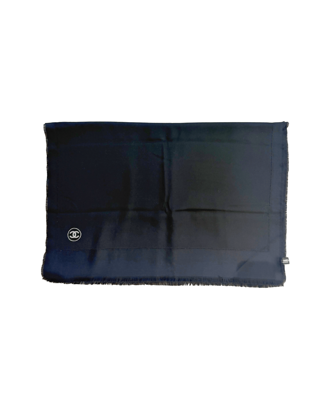 SCIARPA CHANEL NERA IN LANA LOGO CC