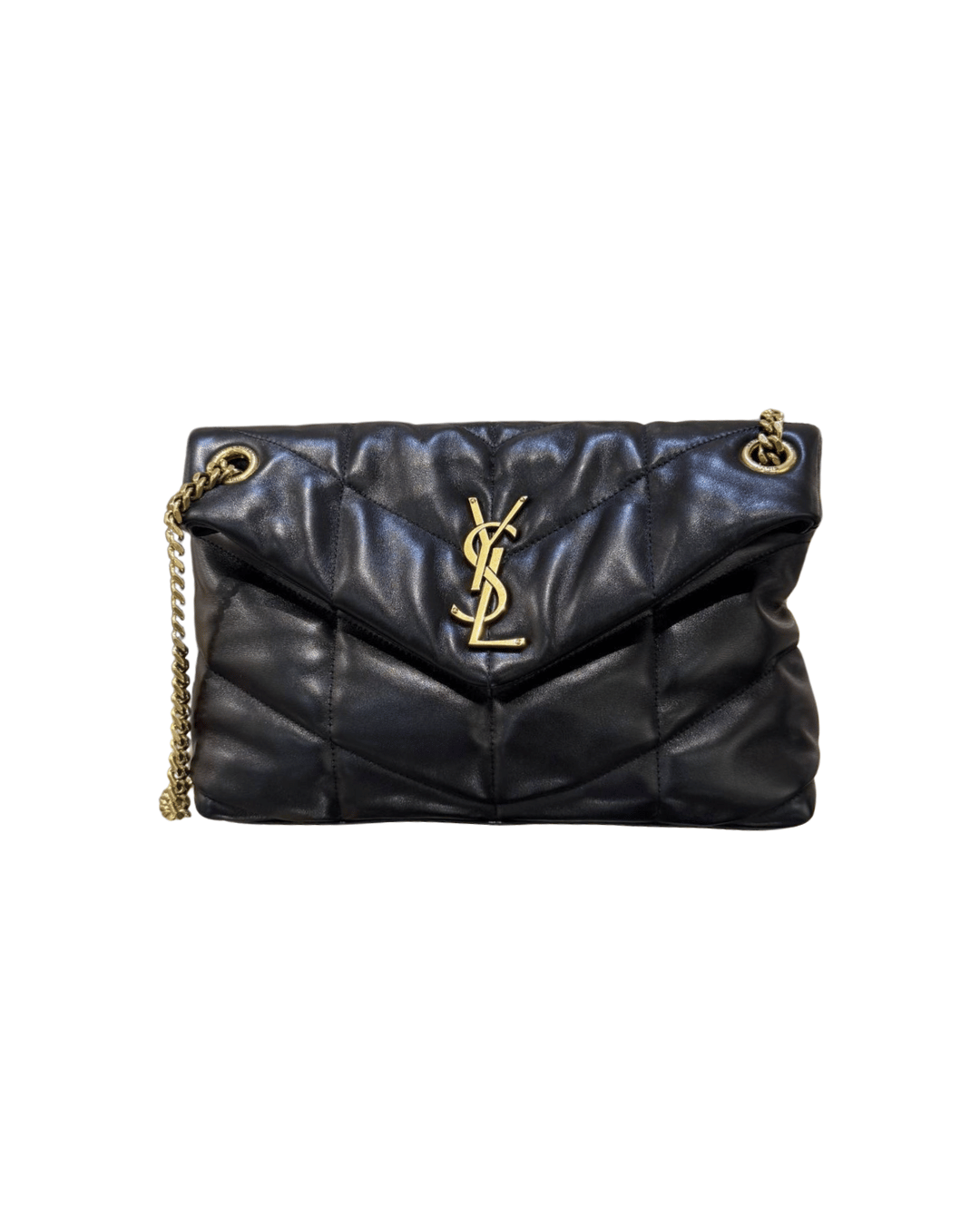 PUFFER SMALL YSL PELLE NERA HARDWARE DORATO