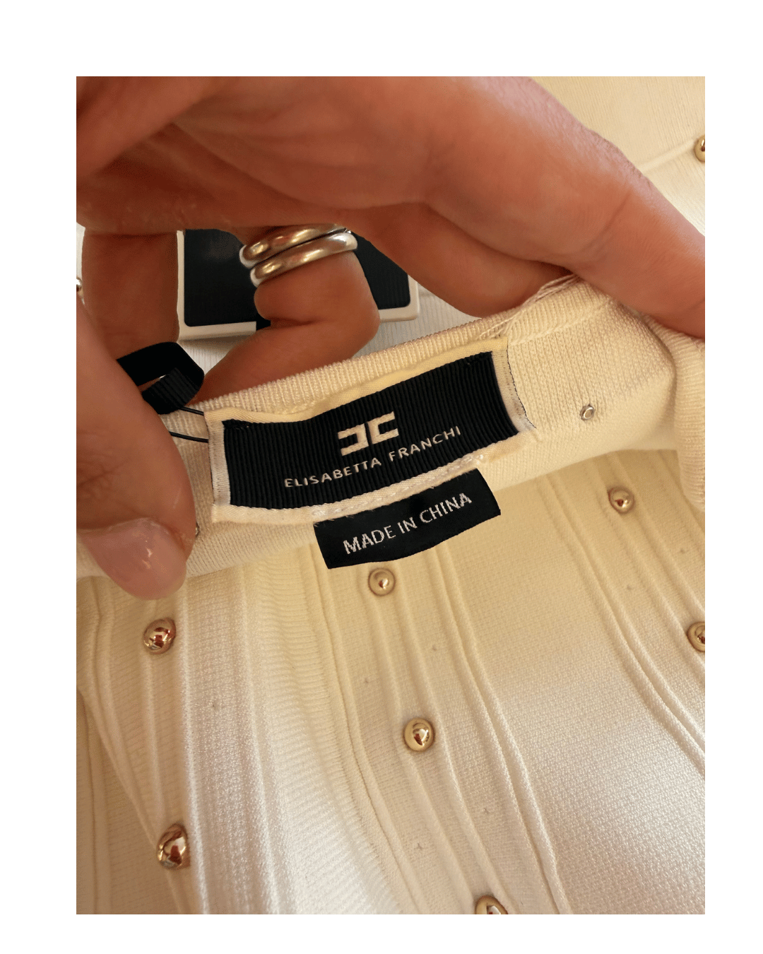 ABITO IN MAGLIA AVORIO CON BORCHIE ELISABETTA FRANCHI Tg 40