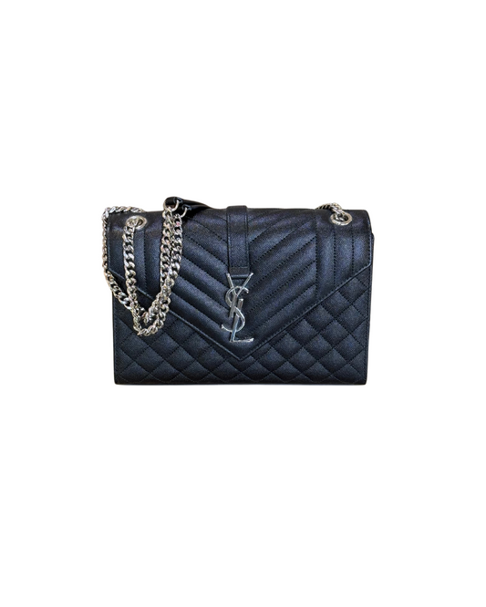 ENVELOPE YSL NERA HARDWARE ARGENTO