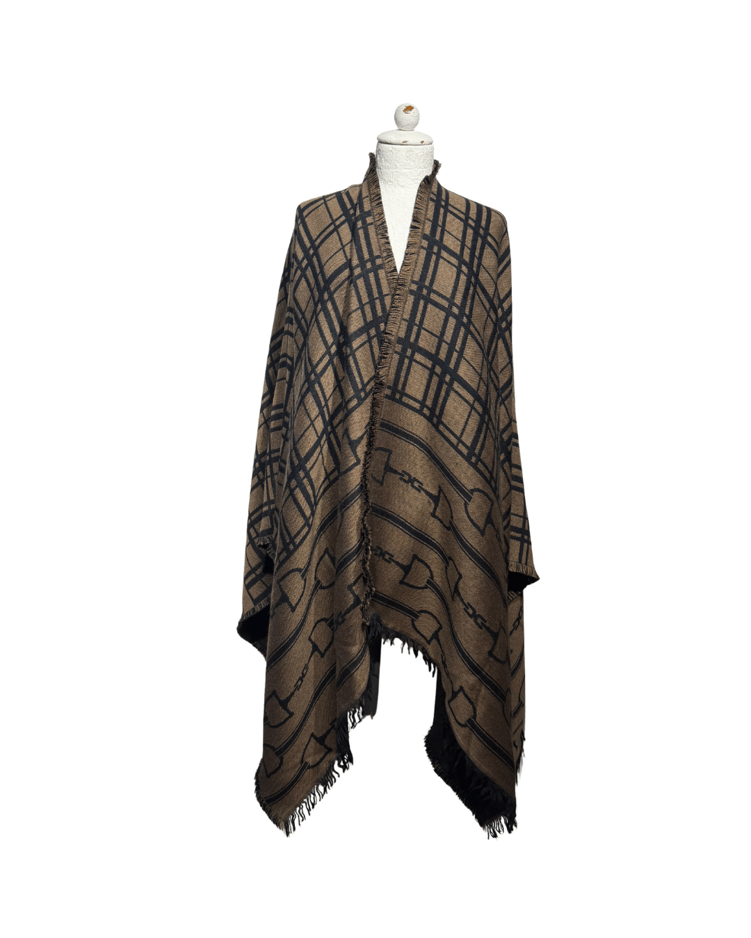 MANTELLA ELISABETTA FRANCHI LOGHI TARTAN MARRONE