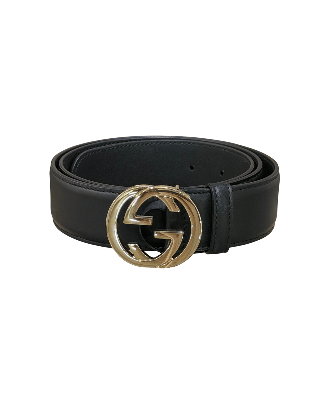 CINTURA GUCCI NERA CON HARDWARE ARGENTATO