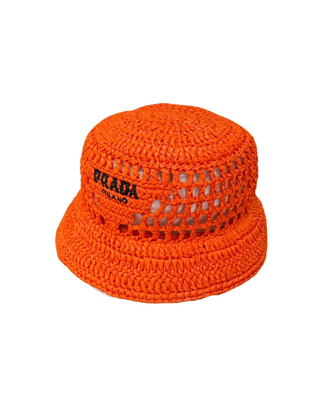 CAPPELLO ALLA PESCATORA PRADA ARANCIONE RAFFIA