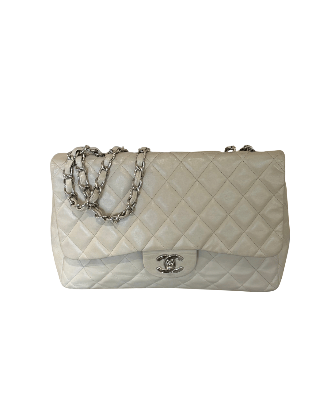 CHANEL JUMBO SINGLE FLAP PELLE TRAPUNTATA BEIGE CHIARO