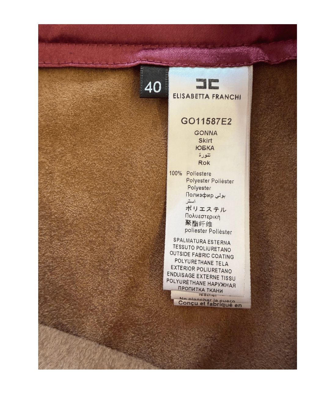 GONNA CORTA SIMILPELLE BORDEAUX ELISABETTA FRANCHI Tg 40