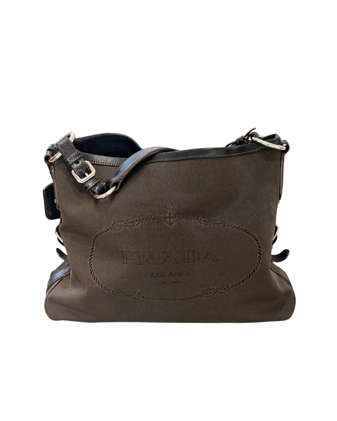 BORSA PRADA MARRONE TESSUTO