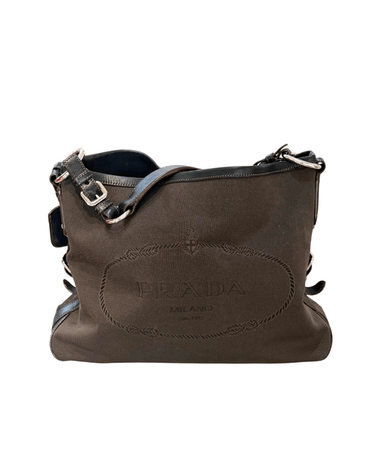 BORSA PRADA MARRONE TESSUTO