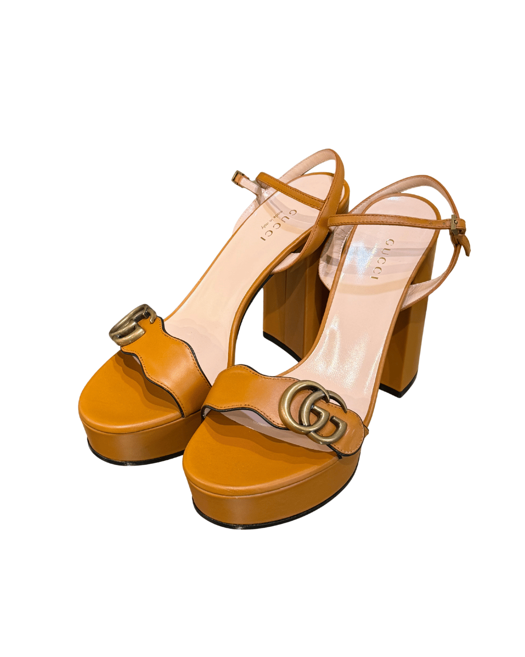 SANDALI GUCCI MARMONT CUOIO CON TACCO Nr 37