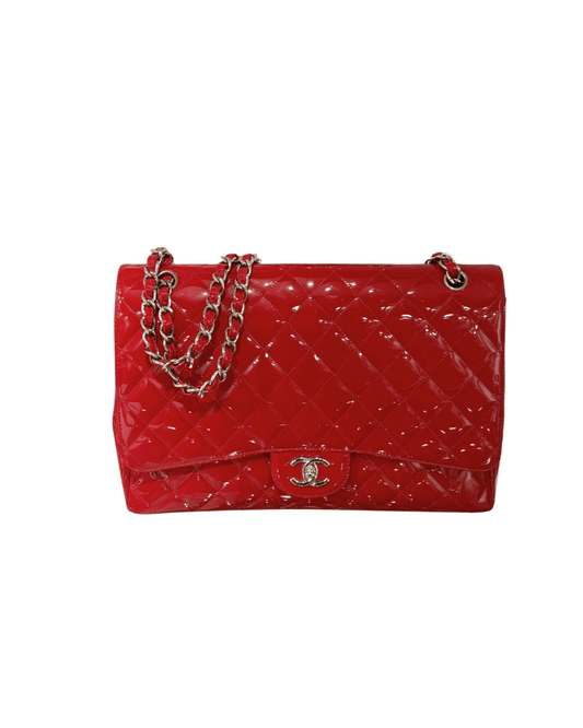 CHANEL MAXI SINGLE FLAP VERNICE ROSSA