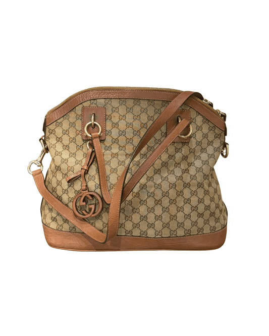 BORSA GUCCI GG SUPREME CON RIFINITURE CUOIO E TRACOLLA