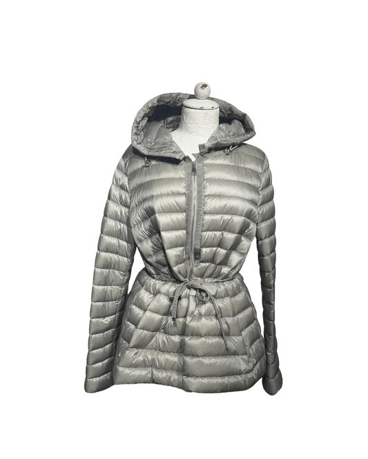 PIUMINO 100 GRAMMI MONCLER GRIGIO CON CAPPUCCIO Tg 44