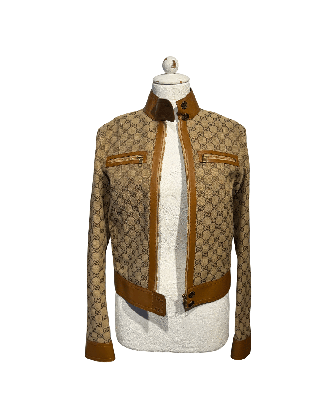 GIACCA GUCCI PELLE E TELA GG Tg 40