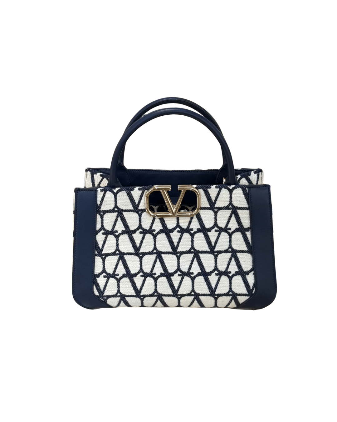 VALENTINO VLOGO SIGNATURE TOTE RIFINITURE BLU