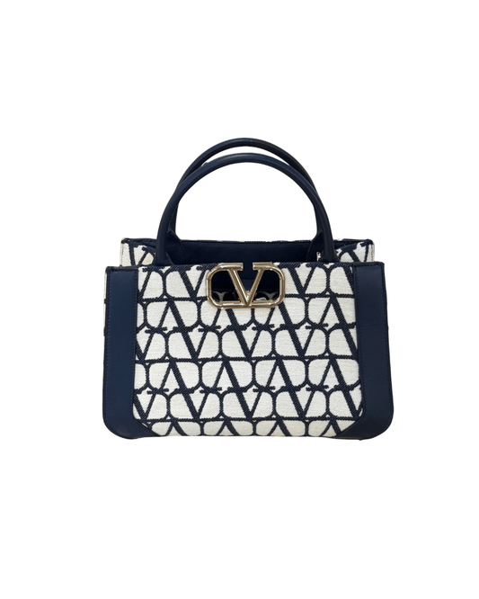 VALENTINO VLOGO SIGNATURE TOTE RIFINITURE BLU
