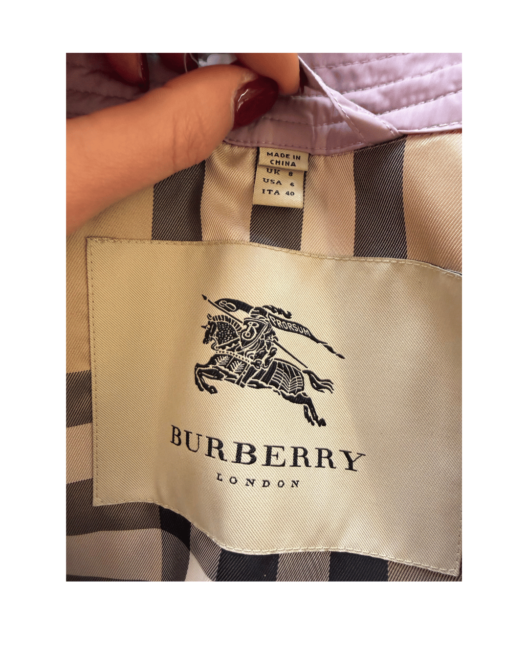IMPERMEABILE BURBERRY LILLA Tg 40