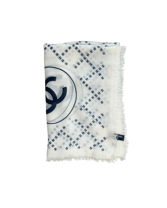 STOLA CHANEL CASHMERE BIANCA E BLU