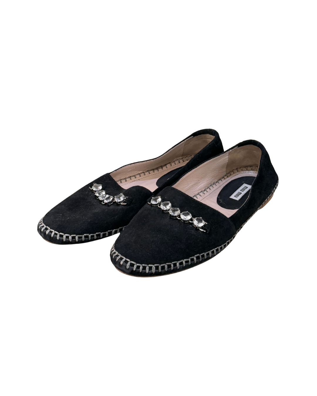 ESPADRILLAS MIUMIU SCAMOSCIATE CRISTALLI NERE Nr 40
