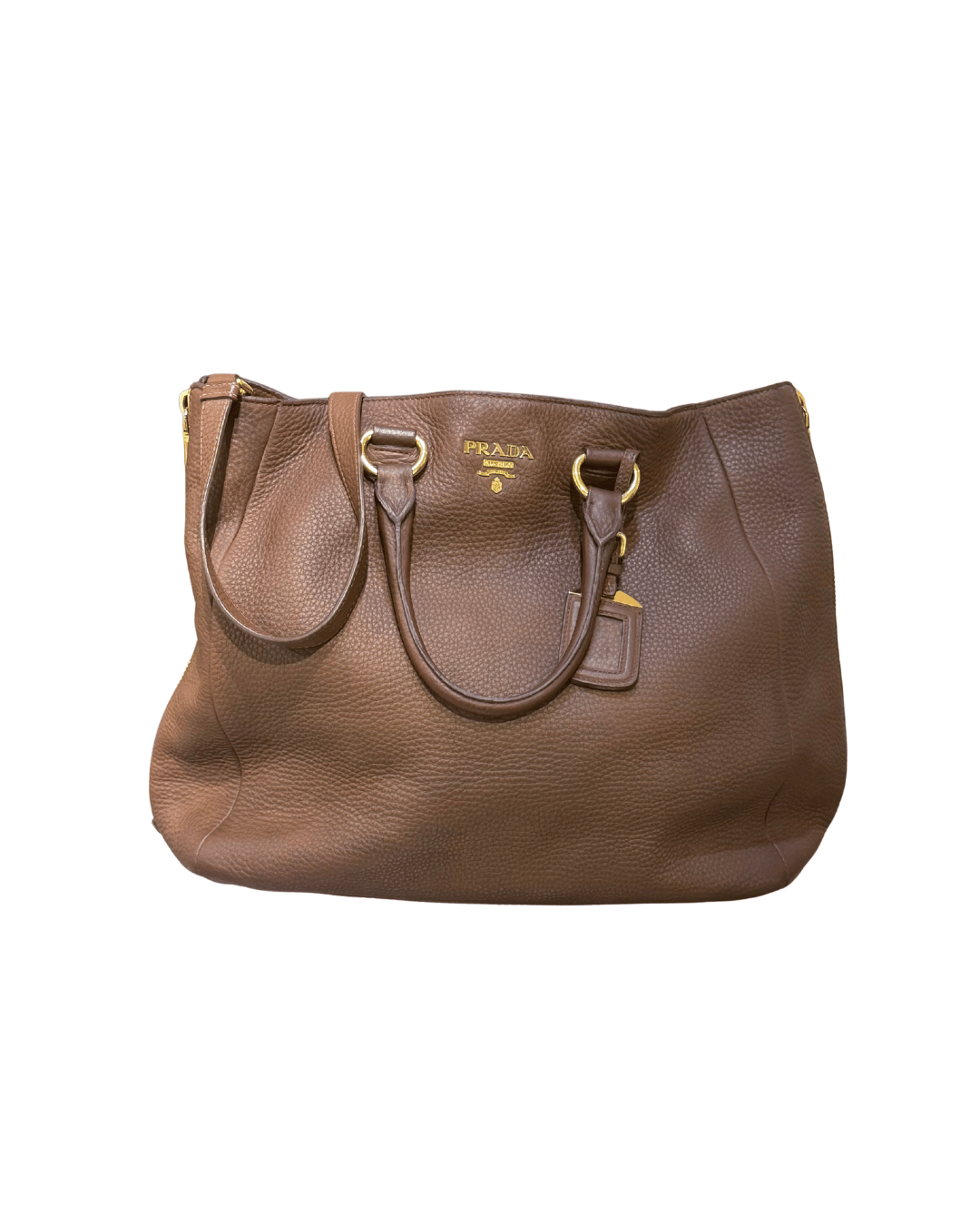 BORSA PRADA PELLE MARTELLATA MARRONE