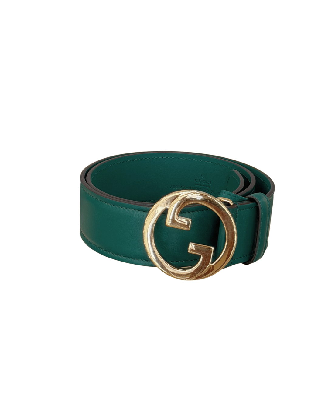 CINTURA GUCCI VERDE HARDWARE CHAMPAGNE 70
