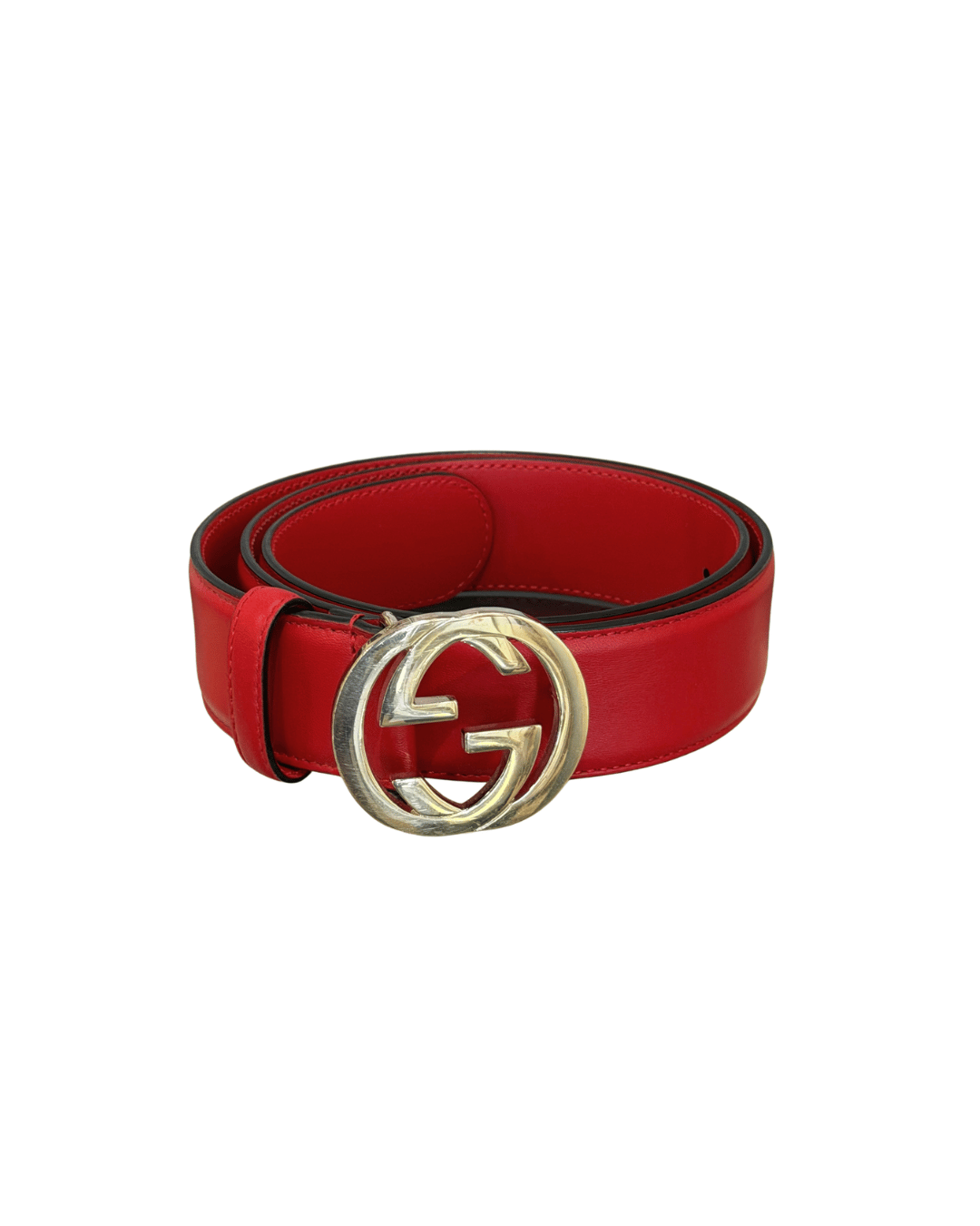 CINTURA GUCCI ROSSA HARDWARE ARGENTATO 80