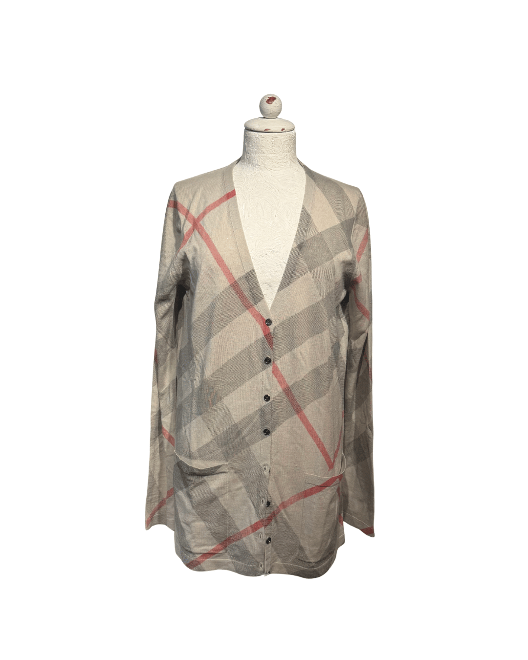 CARDIGAN BURBERRY BRIT  CHECK LANA CASHMERE Tg L
