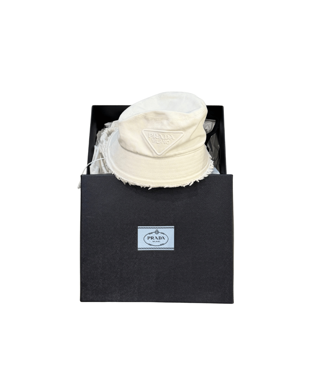 CAPPELLO BUCKET PRADA BIANCO RICAMO
