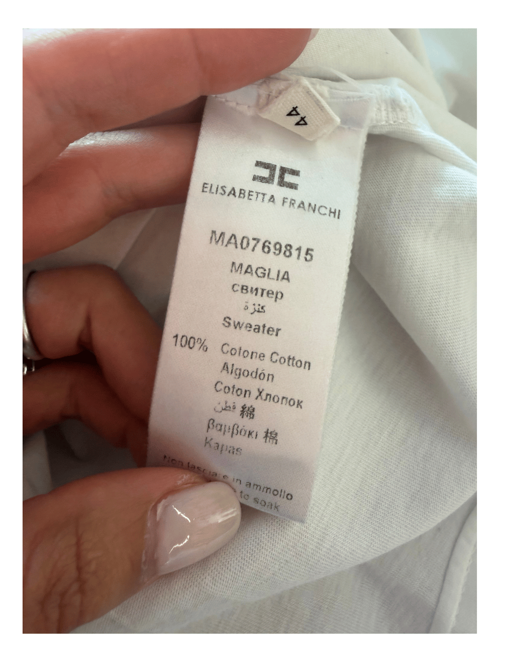TSHIRT ELISABETTA FRANCHI BIANCA STAMPA DECOLLETE Tg 44
