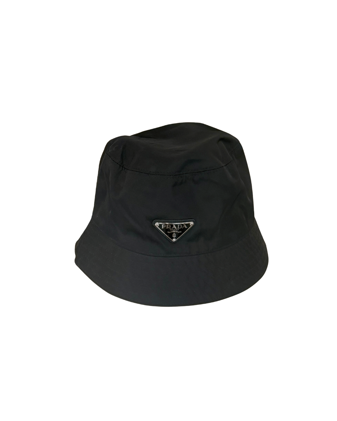 CAPPELLO PRADA NYLON NERO PLACCA METALLO