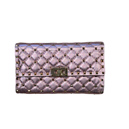 POCHETTE SPIKE VALENTINO ROSA METALIZZATA
