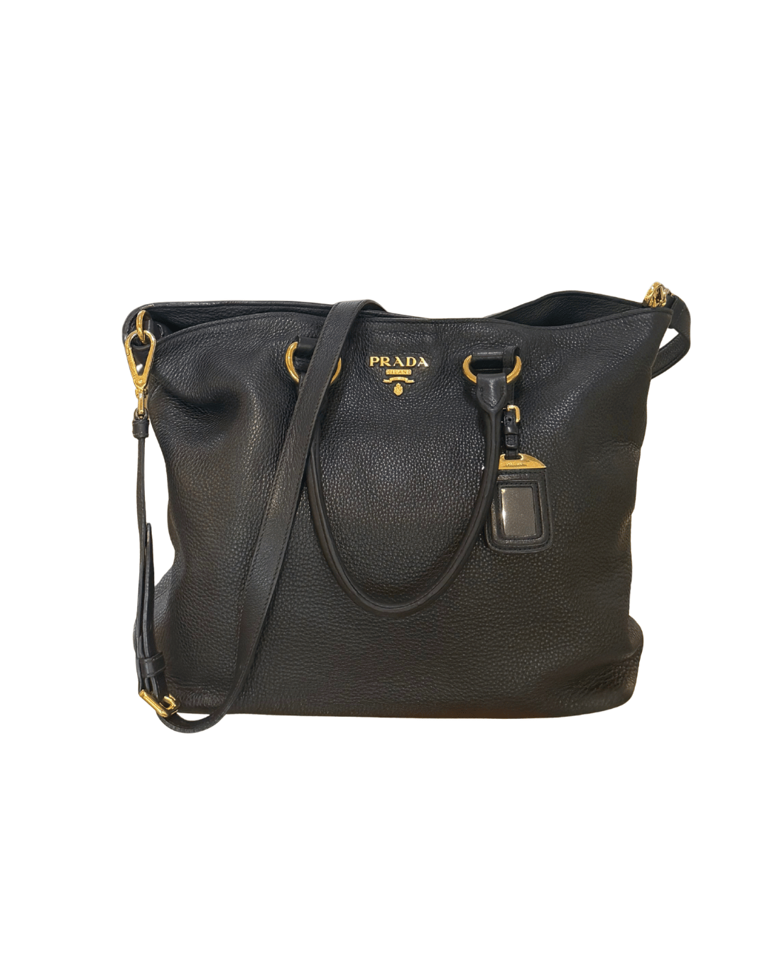 BORSA PRADA PELLE NERA MARTELLATA CON TRACOLLA