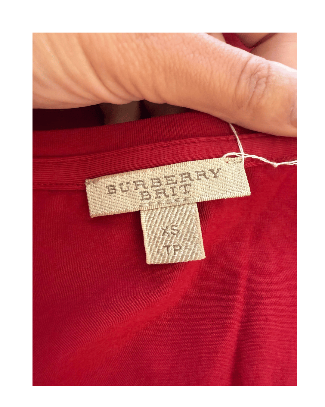 MAGLINA ROSSA BURBERRY MANICA TRE QUARTI Tg XS