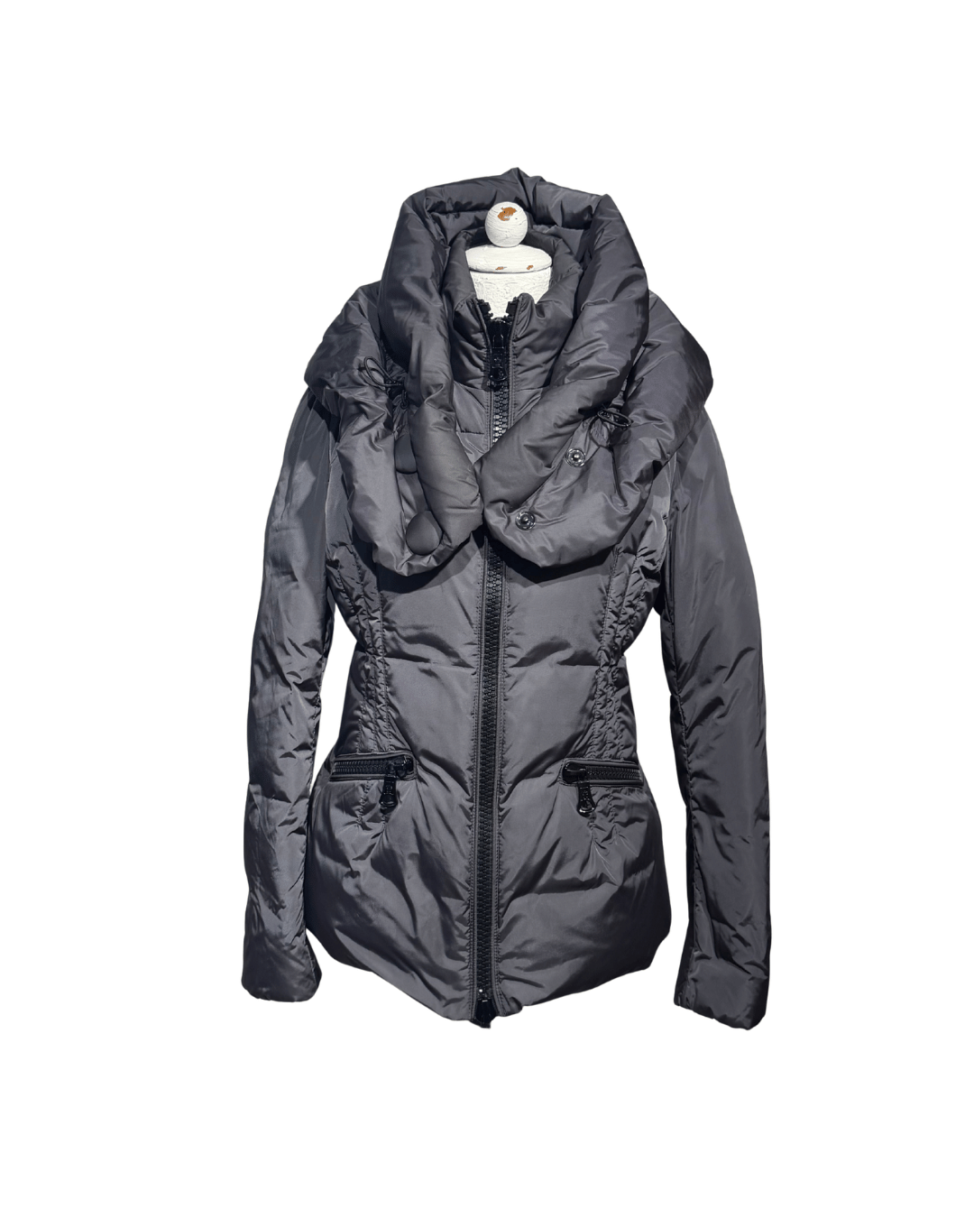 PIUMINO MONCLER DONNA MAXI COLLO GRIGIO ANTRACITE TG 44